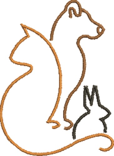 Furry Friends Outline Machine Embroidery Design