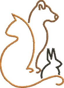 Picture of Furry Friends Outline Machine Embroidery Design