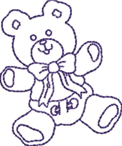 Happy Teddy Outline Machine Embroidery Design