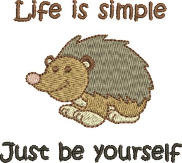 Picture of Life Is Simple Hedgehog Machine Embroidery Design