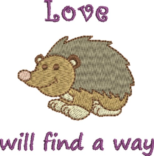 Hedgehog Love Machine Embroidery Design