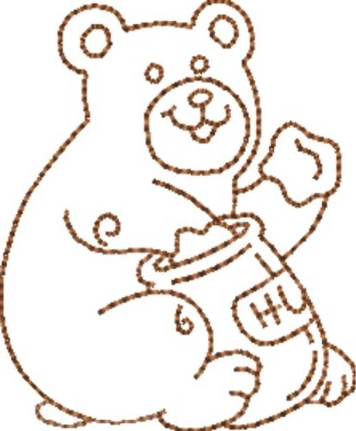 Picture of Honey Bear Outline Machine Embroidery Design