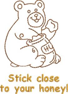 Picture of Stick Close Honey Bear Machine Embroidery Design