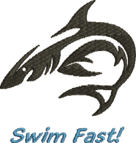 Swim Fast Tiger Shark Machine Embroidery Design