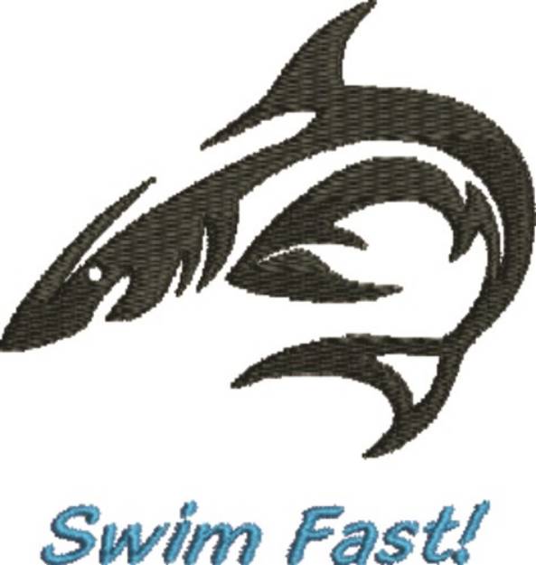 Picture of Swim Fast Tiger Shark Machine Embroidery Design