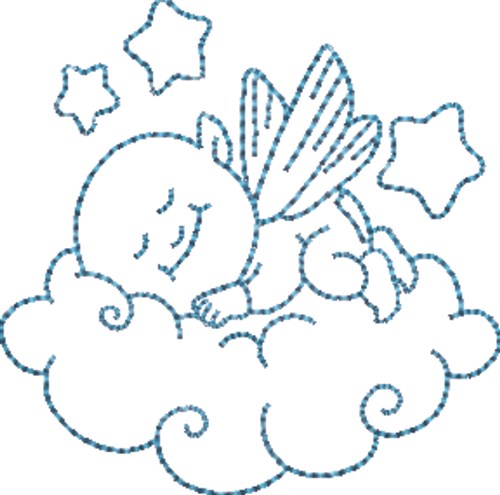 Sleepy Time Angel Baby Machine Embroidery Design