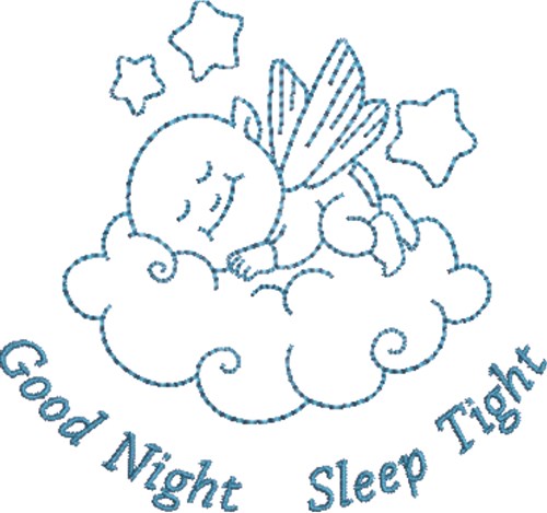 Good Night Angel Baby Machine Embroidery Design