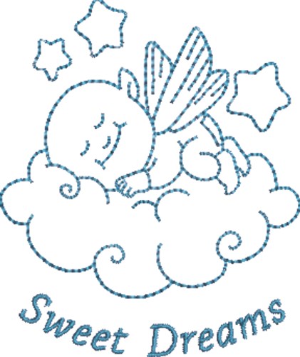 Sweet Dreams Angel Baby Machine Embroidery Design