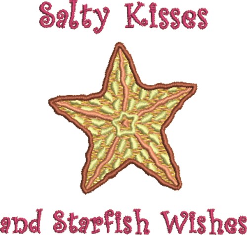 Salty Kisses Starfish Wishes Machine Embroidery Design