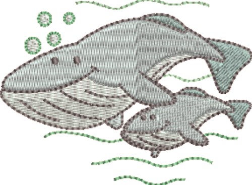 Whale Mom and Baby Machine Embroidery Design