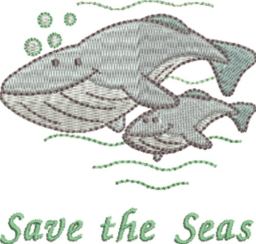Save The Seas Whales Machine Embroidery Design