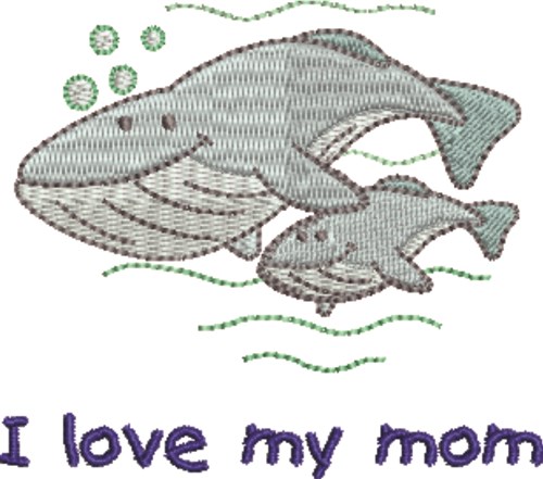 Whale Mom & Baby Machine Embroidery Design