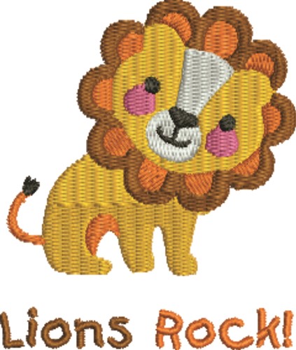 Friendly Lion Rock Machine Embroidery Design