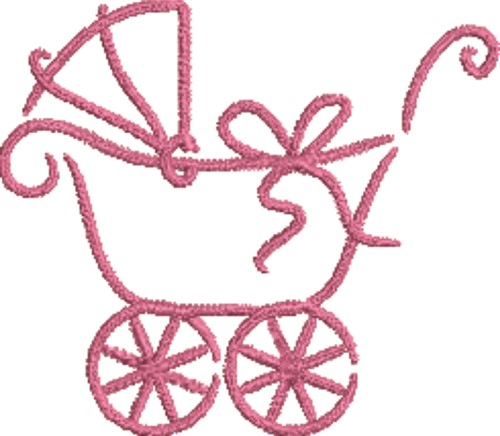 Girl Baby Carriage  Machine Embroidery Design