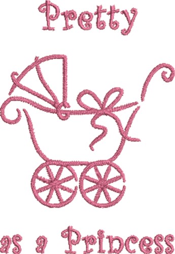 Girl Baby Carriage Princess Machine Embroidery Design