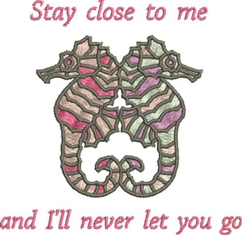 Seahorse Stay Together Machine Embroidery Design