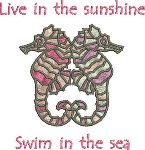 Seahorse Swim Machine Embroidery Design