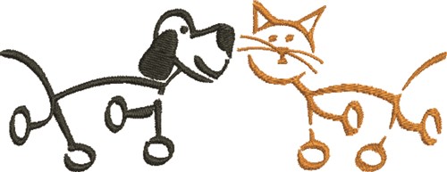 Stick Dog & Cat Machine Embroidery Design