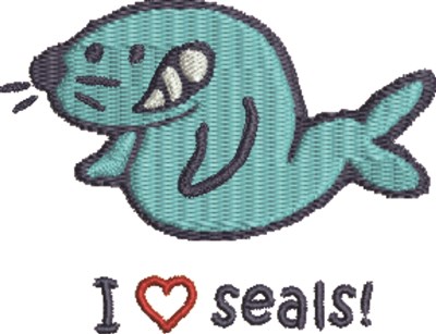 I Love Seals Machine Embroidery Design