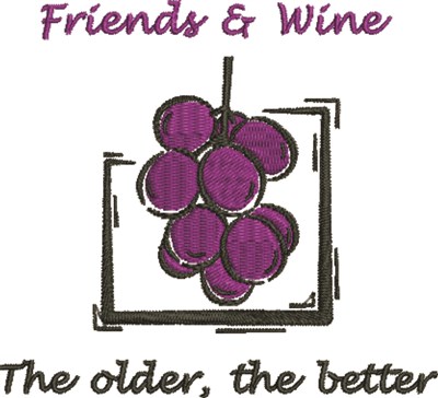 Friends & Wine Machine Embroidery Design