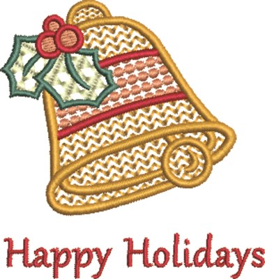 Happy Holiday Bell Machine Embroidery Design