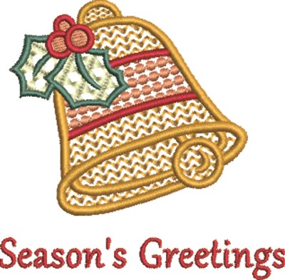 Seasons Greetings Bell Machine Embroidery Design