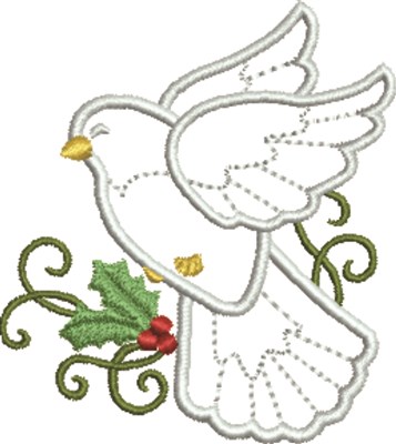 Holiday Dove Machine Embroidery Design