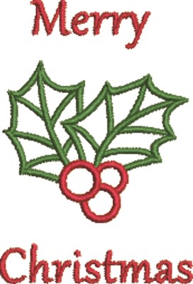 Merry Christmas Holly Machine Embroidery Design