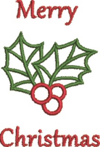 Picture of Merry Christmas Holly Machine Embroidery Design