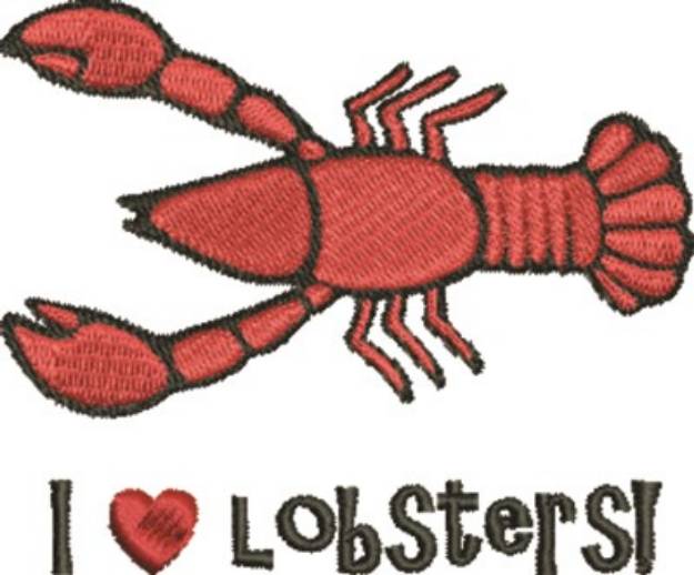 Picture of Love Lobsters Machine Embroidery Design