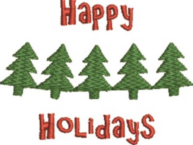 Picture of Happy Holidays Tree Machine Embroidery Design