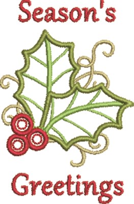 Winter Holly Machine Embroidery Design