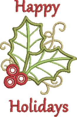 Holiday Holly Machine Embroidery Design