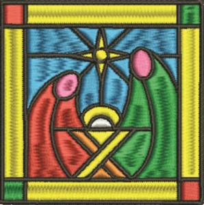 Picture of Stained Glass Nativity Machine Embroidery Design