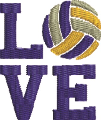 Volleyball Love Machine Embroidery Design