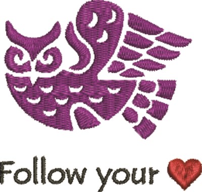 Follow Heart Owl Machine Embroidery Design