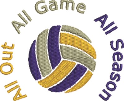 Volleyball All Out Machine Embroidery Design