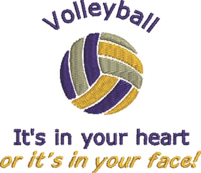 Volleyball In Heart Machine Embroidery Design