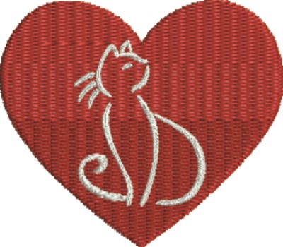 Heart Cat Machine Embroidery Design