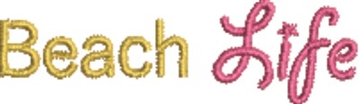 Beach Life Pink Machine Embroidery Design