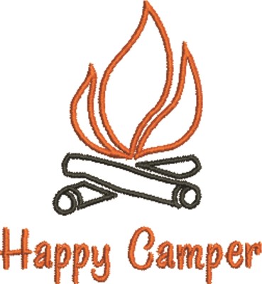 Happy Camper Campfire Machine Embroidery Design
