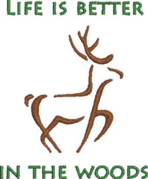 Picture of Deer Outline In The Woods Machine Embroidery Design