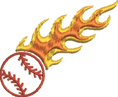 Flaming Baseball Machine Embroidery Design
