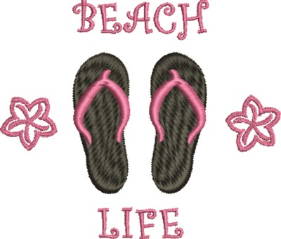 Beach Life Flip Flops Machine Embroidery Design
