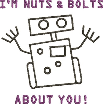 Nuts & Bolts Robot Machine Embroidery Design