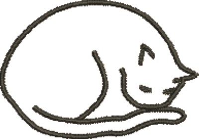 Sleeping Cat Outline Machine Embroidery Design