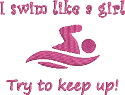 Swim Like A Girl Machine Embroidery Design
