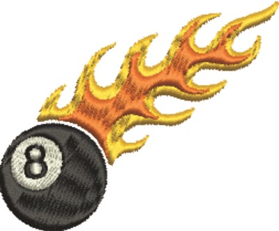 Flaming 8 Ball Machine Embroidery Design