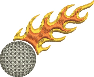 Flaming Golf Ball  Machine Embroidery Design