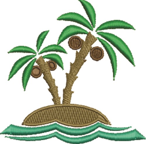 Palm Tree Island Machine Embroidery Design